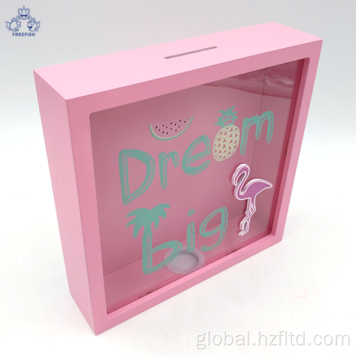 Pink Piggy Bank Wooden Cute DREAM BIG Piggy Bank Money Boxes Factory